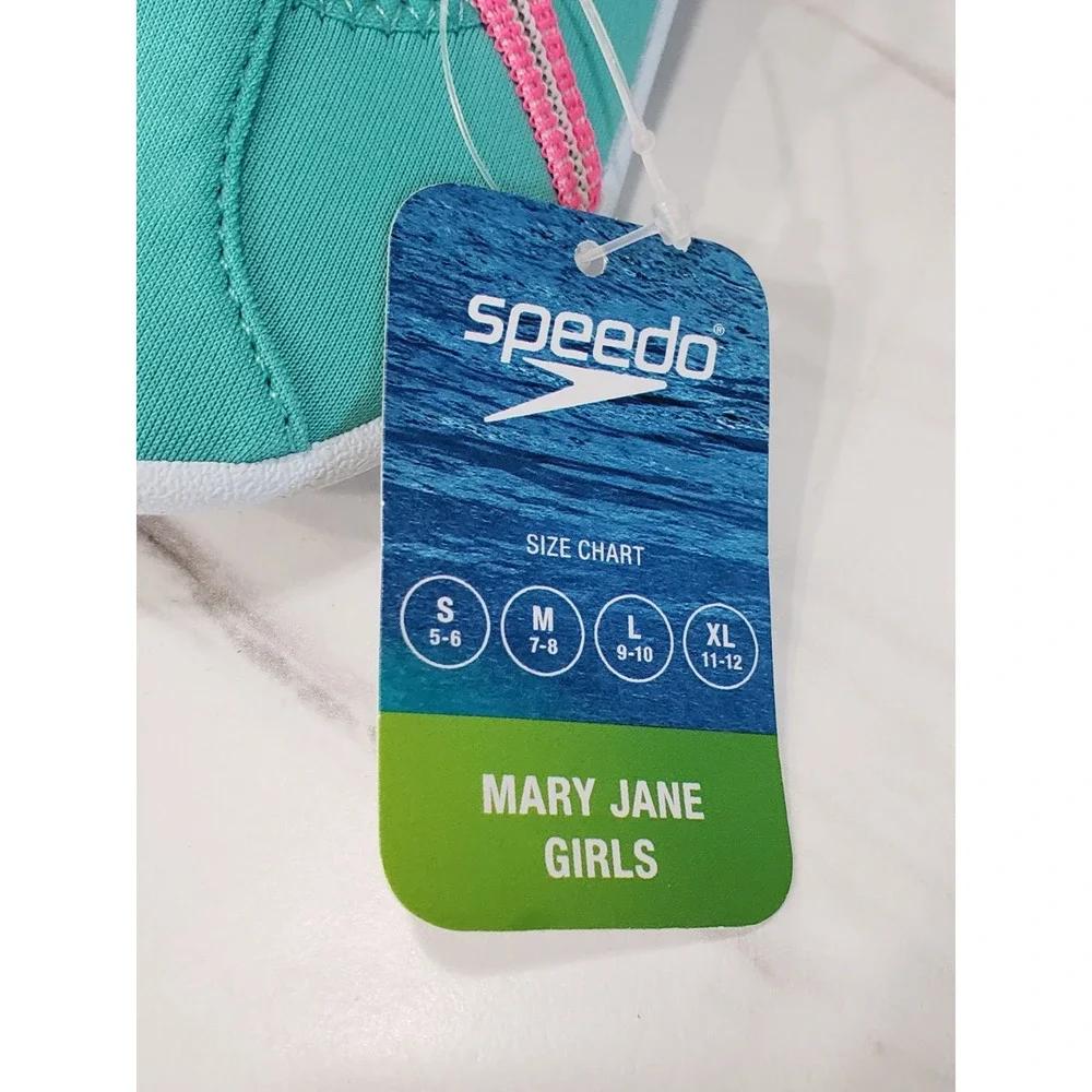 NEW Speedo Mary Jane Water Shoe Turquoise Pink Girl Size Small‎ 5-6 TODDLER BABY